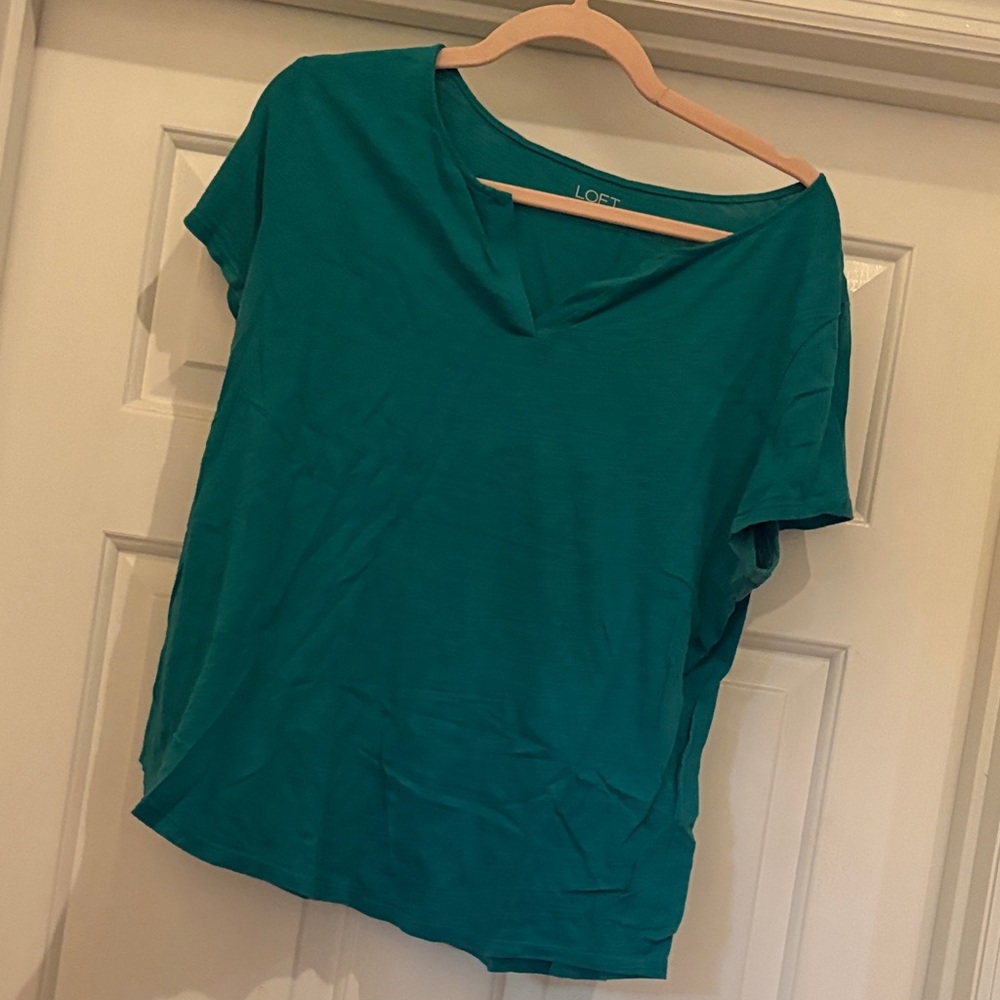 LOFT Teal Short Sleeve V-Neck Tee
